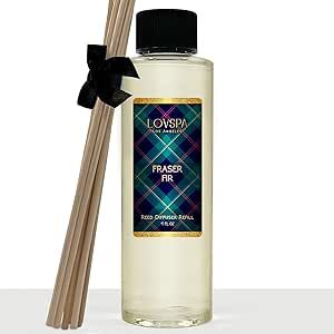LOVSPA Fraser FIR Reed Diffuser Oil Refill with Replacement Scent Sticks | Pine, Evergreen and Pine with Fresh Woody Notes of Cedar and Sandalwood | DIY Home Fragrance| Made in The USA