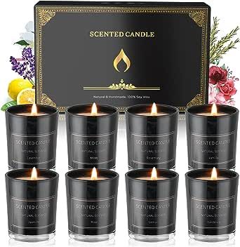 Home Scented Candles, 8 Pack Aromatherapy Jar Candles Smoke-Free Strong Fragrance Long Lasting, 8 Fragrances Scented Candles Gift Set for Women, Perfect for Valentine Birthday Mother's Day Gift