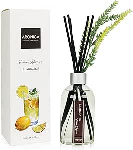 Aronica Citrus Reed Diffuser, Lemonade Scent, 6.76 oz, House Warming Gifts New Home Couple, Scent Sticks for Home, New House Essentials Bathroom, Stick Scent Diffuser Citrus, Yellow Air Freshener