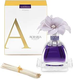 AGRARIA Lavender & Rosemary Scented AirEssence Diffuser, 7.4 Ounces with Reeds and Flowers