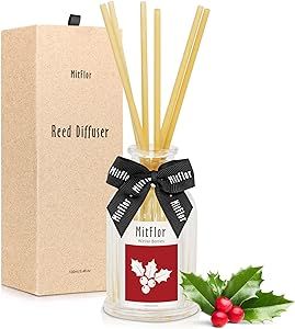Reed Diffuser, MitFlor Winter Berries Fragrance Diffuser Set with Natural Rattan Sticks, Holiday Scent Oil Diffuser for Bedroom, Bathroom and Home Decor, 3.4 fl oz