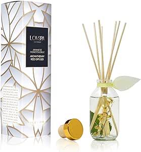 LOVSPA Japanese Honeysuckle Reed Diffuser Set | A Fresh Floral Bouquet | Scented Stick Room Freshener - Made in The USA