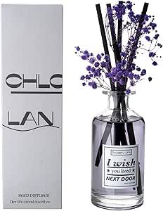 Chloefu Lan Lavender Reed Diffuser - I Wish You Lived Next Door - 10.7 oz Scent Fragrance Lavender Oil Diffuser for Bedroom Bathroom Home Decor, Friendship Gifts for Women