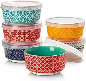 DOWAN Dipping Bowls with Lids, Ceramic Condiment Sauce Cups, 4.7 oz Dipping Sauce Bowls/Dishes for Charcuterie, Condiment, Tomato Sauce, Soy, BBQ and other Party Supplies, Assorted Colors, Set of 6