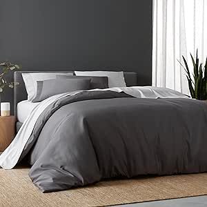 DOZ by SIJO 100% Organic Bamboo Duvet Cover Set, 1 Duvet Cover and 2 Pillowcases, Buttery Soft, Cooling for Hot Sleepers, Eco Friendly, Silky Breathable, Oeko-TEX, High GSM (Storm, Full/Queen)