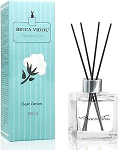 binca vidou Reed Diffuser Set, Home Scented Reed Diffuser Set 3.4oz(100ml), Clean Cotton Scented Reed Diffuser Set Fragrance Oil Diffuser Sticks, Home Decor & Office, Decor,Fragrance and Gifts