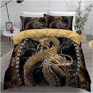 3D Bedding Set Chinese Dragon Print Duvet Cover Set Bedclothes with Pillowcase Home Textiles for Children Twin Queen Quilt Cover (US King)