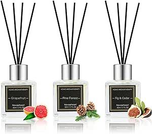 NEVAEHEART Reed Diffuser Set, Pine Forest/Fig Cedar/Grapefruit, 1.7OZ x 3 Packs Reed Diffuser, Oil Diffuser Sticks, Home Fragrance Products, Fragrance Diffuser with Gift Box