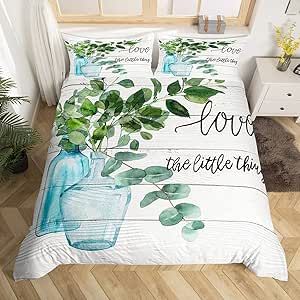 Feelyou Wooden Comforter Cover Floral Botanical Bedding Set Retro Style Wooden Product Duvet Cover for Children Kids Boys Girls Microfiber Bedspread Cover Room Decor Bedclothes Queen Size