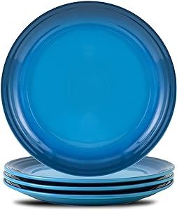 Hasense Ceramic Dinner Plates Set of 4, 10 Inch Large Dinnerware Plates for Kitchen,Elegant Porcelain Dinnerware Dish Sets, Microwave, Oven, and Dishwasher Safe, Scratch Resistant, Gradient Blue