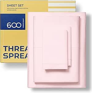 600 Thread Count Cotton - King Size Luxury Sheet Set - 100% Cotton Sheets - Silky & Soft Like Egyptian Cotton - Deep Pocket Sateen 4Pc Bed Sheets - Hotel Quality Cotton Sheet for King Beds (Blush)