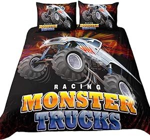 BBchose 3D Bedding Set Monster Truck Home Textiles Bedclothes Duvet Cover Sets (3, Full)