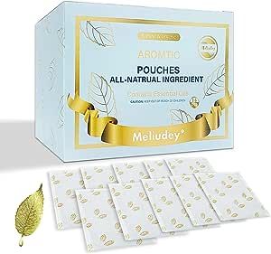Meliudey 14 Packs Lemongrass& Peppermint Sachets for Drawers and Closets, All-Natural Ingredients Home Fragrance Sachet, Lasting Deterrence, Scented Sachets with Golden Leaf Bookmark for Lover