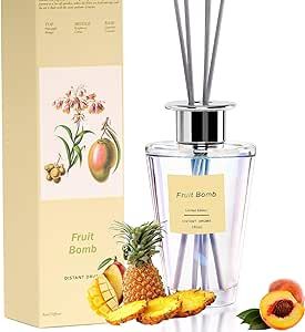 Tropical Fruit Scent Premium Reed Diffuser Set Strong Long Lasting Scent Fragrance Oil Diffusers for Bathroom Home Decor 180ml Girly Apartment Shelf Decor(Fruit Bomb)