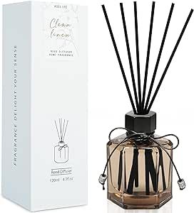 Reed Diffusers | 4.3 oz/120ml Clean Linen Scented Diffuser with Sticks, Reed Diffuser Set for Home Fragrance, Essential Oil Scented Diffuser Great Aromatherapy Gift for Decor
