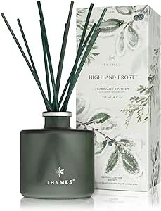 Thymes Petite Highland Frost Diffuser - Home Fragrance Diffuser Set Includes Reed Diffuser Sticks, Fragrance Oil, and Glass Bottle Oil Diffuser (4 Fl Oz)