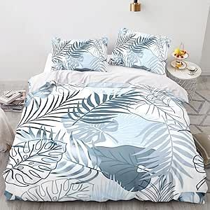 HYFBH Nordic Tropical Plants Bedding Set 3D Palm Leaves Duvet Cover Twin King Single Size Bedclothes Adults Woman Bedclothes 35x79inch Quilts Queen Size Clearance