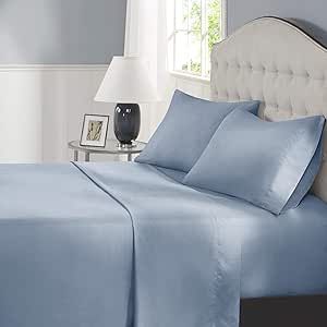 Comfort Spaces King Cooling Sheets, Moisture Wicking Coolmax Sheets, Soft, Colorfast Sheet Set, Cooling Bed Sheets For Hot Sleepers, Elastic Deep Pocket Fits Up to 16" Mattress, King Blue 4 Piece