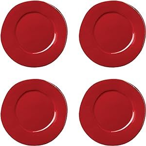 Vietri Italian Lastra Collection Dinnerware Sets (Red, Dinner Plates, Set of 4)