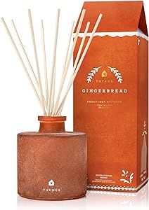 Thymes Petite Gingerbread Diffuser - Home Fragrance Diffuser Set Includes Reed Diffuser Sticks, Fragrance Oil, and Glass Bottle Oil Diffuser - Sugar-Coated Finish (4 fl oz)