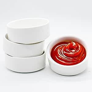 Gift & Gather Soy Sauce Dish | 3.5 in Round Stackable, Sturdy & Elegant Sauce Bowls | Pack of 4 | Dipping Sauce Cups | Dipping Sauce Bowls 3oz | Dipping Bowls | Charcuterie Bowls | Sauce Dish