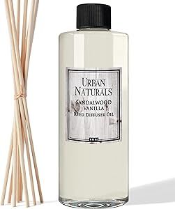 Urban Naturals Sandalwood & Vanilla Reed Diffuser Refill Set | Includes a Free Set of Reed Sticks! | Great Gift Idea Home Fragrance Lovers!