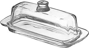 Royalty Art Glass Butter Dish with Handled Lid (Rectangular) Classic Covered 2-Piece Design Clear, Traditional Kitchen Accessory Dishwasher Safe