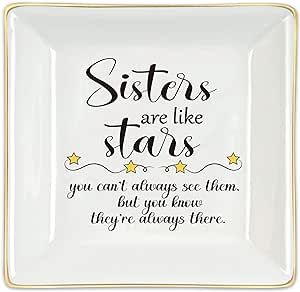 Homlouue Sister Gifts from Sister, Sister Are Like Stars Ring Dish Sister Birthday Gifts Sister Jewelry Dish Best Sister Ever Gifts Meaningful Sister Gifts for Sister Friends Christmas