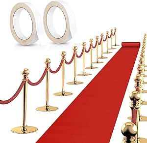 FACULX Red Carpet Runner for Party 80gsm Red Carpet Runner with 2 Piece Carpet Tapefor Wedding Christmas Xmas Thanksgiving Outdoor Accessories, Wedding Party Hallway Prom Rug (2.6 x 30 Feet)