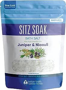 Sitz Bath Soak 32 Ounces Sitz Salt Epsom Salt Hemorrhoid Soothing with Pure Essential Oils in BPA Free Pouch with Press-Lock Seal Made in USA