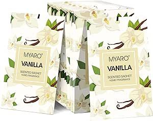 MYARO 12 Packs Vanilla Scented Sachets for Drawer and Closet, Long-Lasting Sachets Bags Smell Good, Potpourri Bags Home Fragrance Sachet for Lover