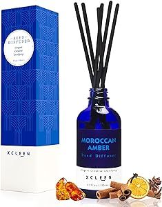 Reed Oil Diffuser Set,?Xcleen Fragrance Diffuser - Floral Notes, Vanilla, Cinnamon & Amber, Includes 6 Rattan Scented Sticks Diffuser Reeds, Home & Office Decor, 110ml/3.7oz