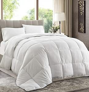 Chezmoi Collection All Season Down Alternative Comforter - Plush Microfiber Fill - Box Stitch Quilted - Duvet Insert with Corner Tabs (Full/Queen, White)