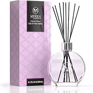 Lily of The Valley Scented Reed Diffuser Set with 8 Rattan Diffuser Sticks, 150 ml, All Natural Air Freshener, Long-Lasting Diffusers at Home - MyrrhUSA