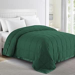 puredown® Blankets King Size - Soft Lightweight Down Blanket for All Seasons, Cozy Warm Luxury Bed Blanket with Satin Trim, 100% Microfiber Cover,Dark Green (108"X90")