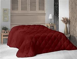 Ambesonne Microfiber Down Alternative Comforter, Brushed Super Soft and Breathable Blanket Square Quilted Bedding with Solid Colors Decoration for Master Guest Bedroom, 82" x 86", Red