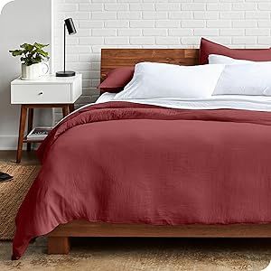 Bare Home Sandwashed Duvet Cover Oversized Queen Size - Premium 1800 Collection Duvet Set - Cooling Duvet Cover - Super Soft Duvet Covers (Oversized Queen, Sandwashed Rosewood)