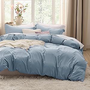 Bedsure Mineral Blue Duvet Cover Queen Size - Soft Prewashed Queen Duvet Cover Set, 3 Pieces, 1 Duvet Cover 90x90 Inches with Zipper Closure and 2 Pillow Shams, Comforter Not Included