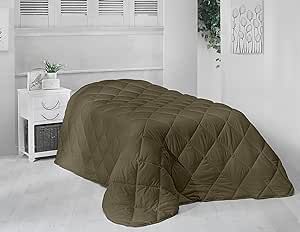 Ambesonne Microfiber Down Alternative Comforter, Brushed Super Soft and Breathable Blanket Square Quilted Bedding with Solid Colors Decoration for Master Guest Bedroom, 68" x 86", Khaki