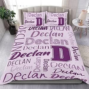 Purple Word Art Custom 3pcs Sherpa Fleece Bedding Sets Personalized Name Text Duvet Cover Customized Pillowcase Set Bedroom Bedclothes Comforter Cover Gift for Kids Men Women Twin