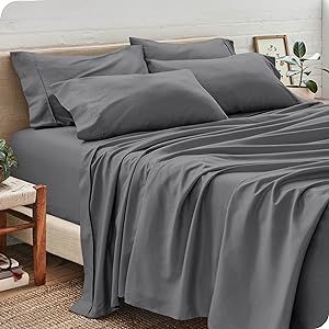 Bare Home Full Sheet Set - 6 Piece Set - Hotel Luxury Bed Sheets - Ultra Soft - Deep Pockets - Easy Fit - Cooling & Breathable Sheets - Wrinkle Resistant - Cozy - Grey - Full Sheets - 6 PC