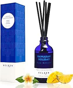 Reed Diffuser Set for Home| 3.7 Oz(110ml) Hawaiian Holiday Fragrance Diffuser | with Mangoes, Pineapples, Peaches & Melons Scented Oil Sticks Diffuser, Air Fresheners for Home, Bathroom, Bedroom