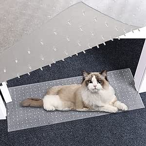 8.2Ft Cat Carpet Protector,Cat Carpet Protector for Doorway,DIY Non Slip Carpet Protector for Pets,Easy to Cut, Carpet Protector Stop Cats from Scratching Carpet at Doorway