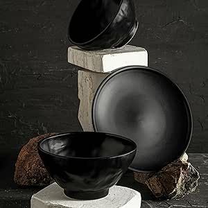 Stone by Mercer Project Nendo Stoneware Dinnerware Set, 32-Piece - Service for 8, Black