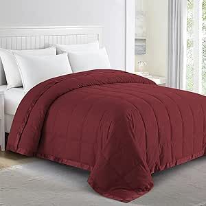 puredown® Blankets King Size - Soft Lightweight Down Blanket for All Seasons, Cozy Warm Luxury Bed Blanket with Satin Trim, 100% Microfiber Cover, Burgundy (108"X90")