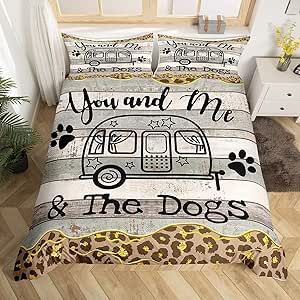 Leopard Marble Camper Comforter Cover RV Camping Bedding Set Camper Accessories for Travel Trailers Duvet Cover Farmhouse Trailers Camper Bedspread Cover Vintage Room Decor Bedclothes Twin Size