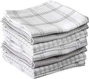 T-fal Premium Waffle Dish Cloths (8-Pack), 12"x13" Highly Absorbent, Super Soft Long Lasting 100% Cotton Flat Waffle Dish Towel for Washing Dishes, Gray
