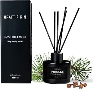 Reed Diffusers, Black Reed Diffuser Set, Home Fragrance Diffuser, Oil Diffuser Sticks, Oil Diffuser with Sticks, Reed Diffuser Masculine Scent, Reed Diffuser Men, Pine & Clove