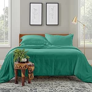 Cosy House Collection Luxury Duvet Cover Set 2-Piece - Blend of Rayon Derived from Bamboo - Ultra Soft Bedding - Zippered Comforter Protector, Includes 1 Pillow Sham (Twin/Twin XL, Turquoise)