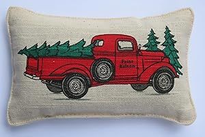 Balsam Fir Filled Paine's Red Truck Christmas Tree 3.5" x 5.5" Sachet Pillow